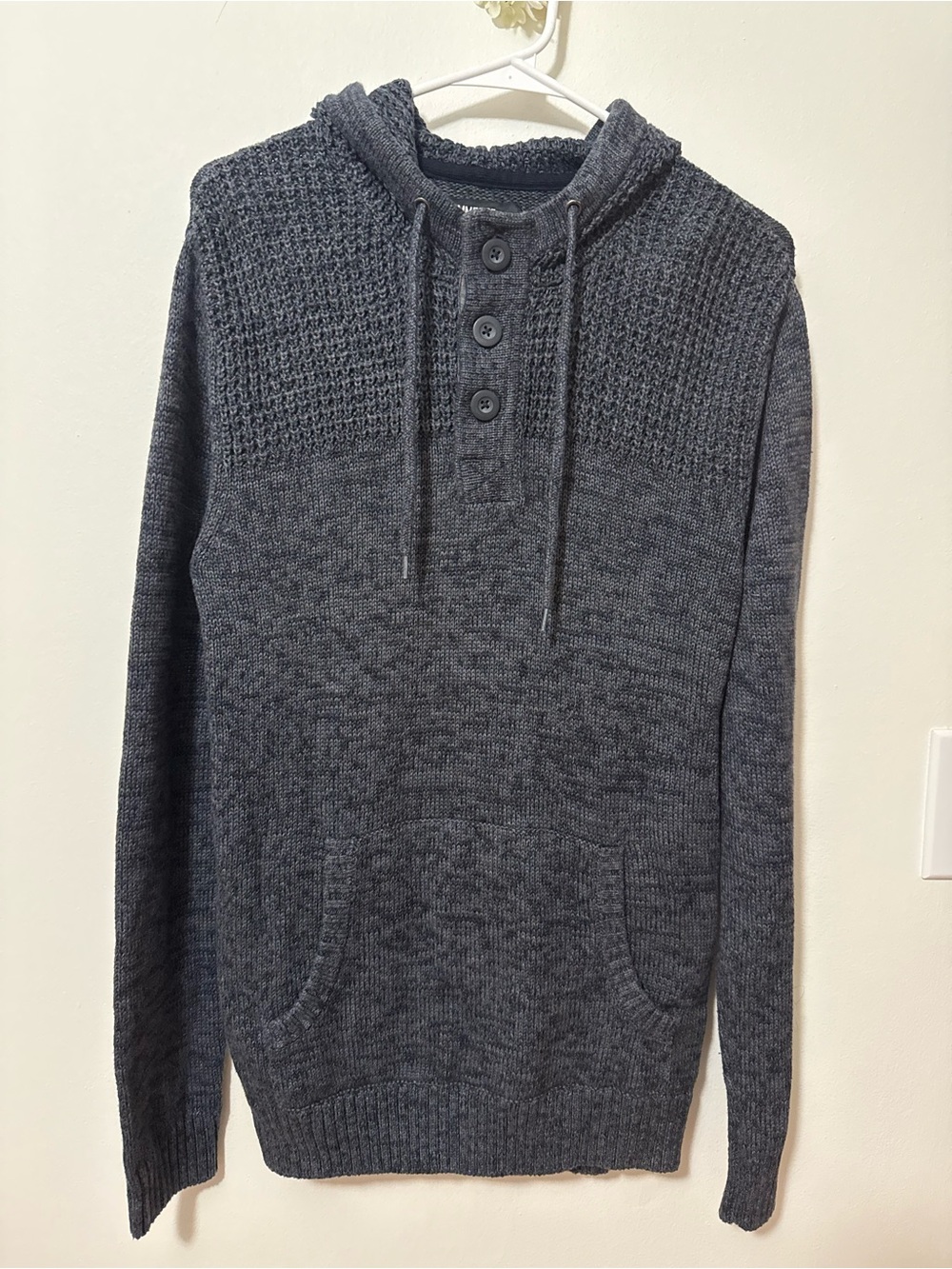 Men's blue Crewneck Knit Hoodie Sweater